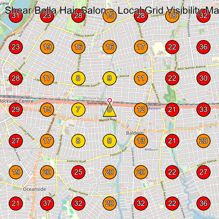 Shear Bella Hair Salon GeoGrid visibility map for Hair Salon in Oceanside